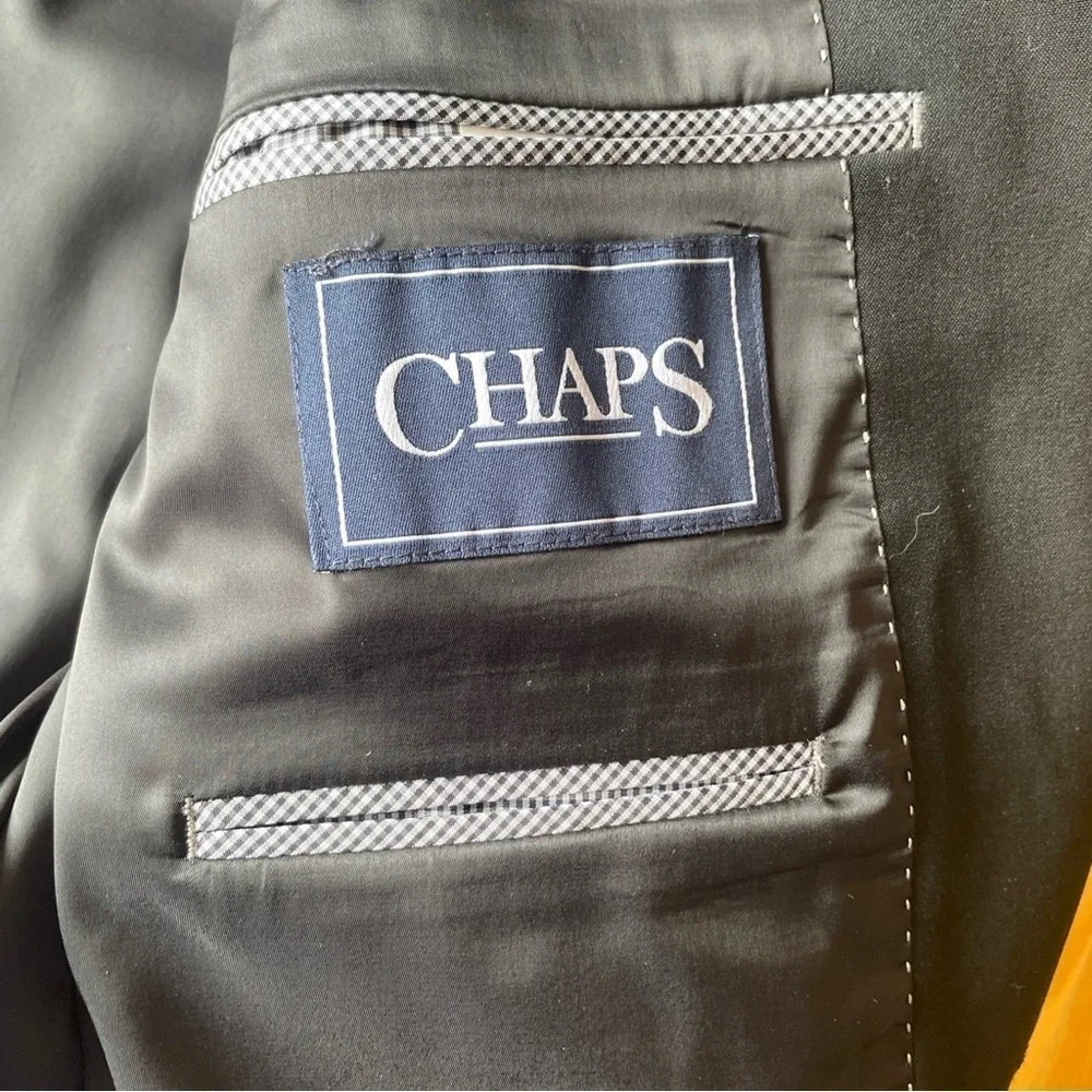Chaps, Black,Slim Fit Blazer, 42R